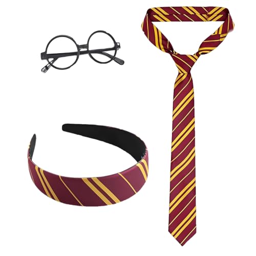 PATPAT® Halloween Costume Accessories Women Vivid Burgundy Red and Yellow Stripe Headband Tie Adult Cosplay Party Hair Accessory - Red