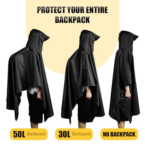 GUSTAVE® Adult Rain Coat 3 in 1 Raincoat with Sun Shade Canopy Hooded Riding Poncho Full Cover Design Windproof Camping Gear Storage Bag Outdoor Travel Accessory 2PCS