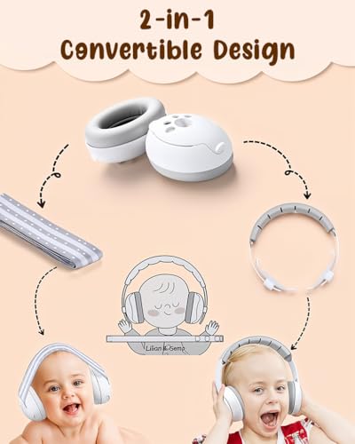 SNOWIE SOFT® Baby Ear Muffs 2 in 1 Noise Cancellation with Interchangeable Adjustable Padded Headband Design Travel for Toddler 1-4 Years Old 3 PCS