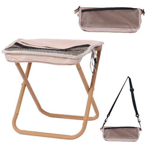 Proberos® Camping Folding Stool, Packable Travel Fishing Lightweight Oxford Cloth Metal Frame, Multi-use Outdoor Easy Use, 264lbs Loading Capacity, for Picnic BBQ Beach Sitting Rest, 23x26x25cm