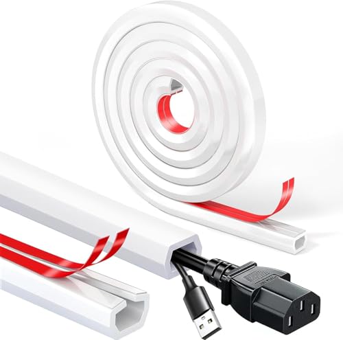 Serplex® 2 x 6.6ft Flexible PVC Floor Cord Hider, Self-Adhesive Wire Cover, Cuttable Cable Management for Home & Office, Floor & Wall Cord Protector, Organizes Power, HDMI & Ethernet Cables