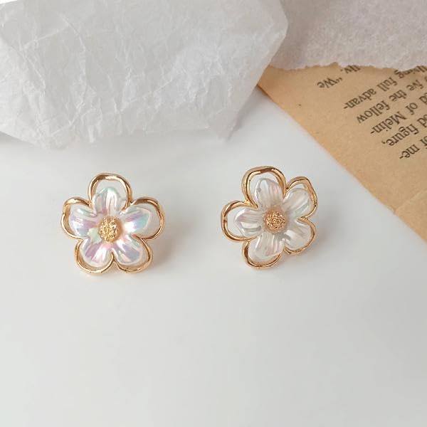 Zibuyu Floral Enamel Stud Earrings for Women featuring Camellia Design | Wedding Gift