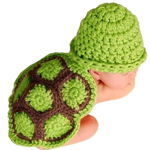 SNOWIE SOFT Newborn Baby Photoshoot Props Crochet Handmade Green Turtle Costume Creative Photography Costume for Infant Baby Handmade Knitted Baby Photoshoot Dress
