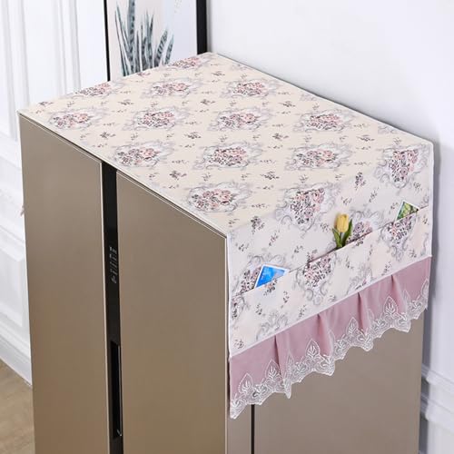 HASTHIP® 27.6 x 67 inches Universal Fit Double Door Fridge Cover Fashion Floral Print Refrigerator Dust Proof with Pockets 2PCS