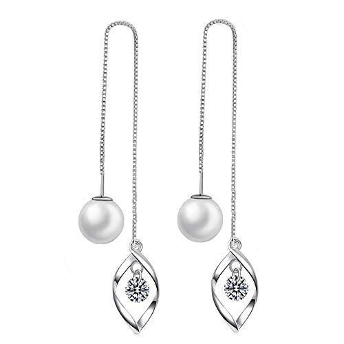 Venzina Earrings for Women featuring 4 in Drop Chain with 6mm Pearl | Lightweight Alloy