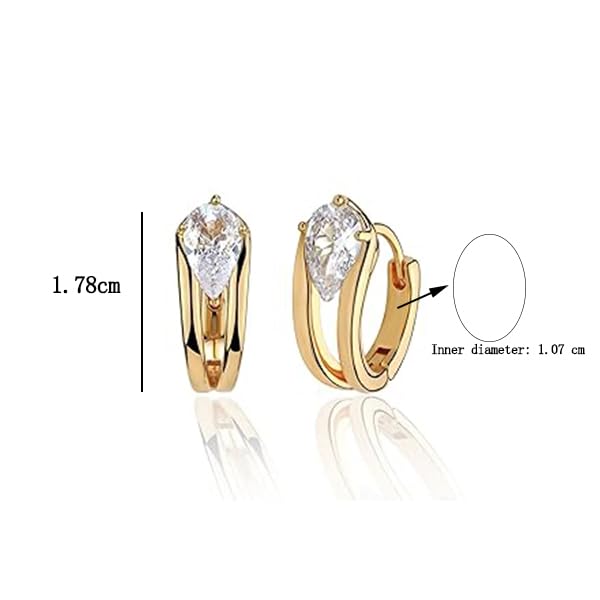 Zibuyu Bold Golden Earring for Women featuring Raindrop Cubic Zirconia and Dainty Loop Design