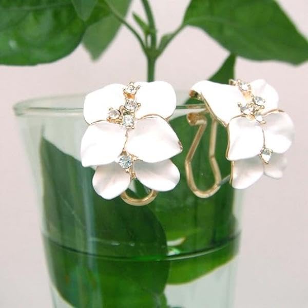 ZIBUYU Floral Rhinestone Earrings Set for Women with 0.7 in Studs & Hypoallergenic Alloy | Black and White Jewelry