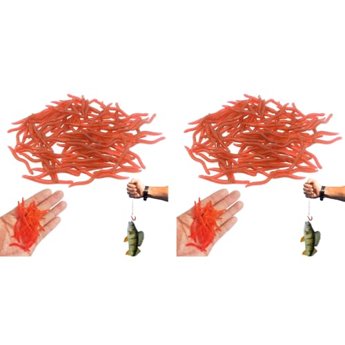 Proberos® 200PCS Realistic Earthworm Fishing Bait Soft Artificial Worms for Freshwater and Saltwater Rod 3.5CM