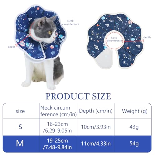 Qpets® Cat Cone Collar Comfy & Soft Padded Cotton Cat Recovery Collar Adjustable Size Machine Washable, After Surgery for Anti-Licking Cat Cone Collar, Surgery Recovery Collar for Pet (M, 19-25cm)