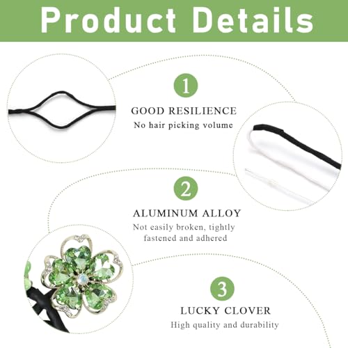 PALAY Hair Bun Accessories for Women, Quick Bun Maker for Hair, Green Rhinestone Hair Bun Clips for Women Medium Thick Hair, Floral Hair Style Accessories Twist Bun Clips for Hair for Party, Wedding