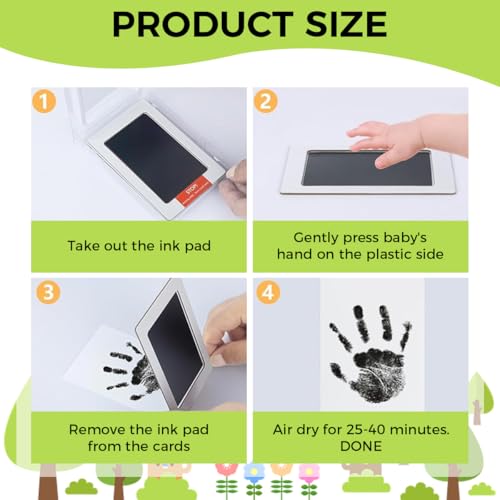 SNOWIE SOFT® 6-Pack Safety Baby Foot Print Kit Inkless Milestone Cards for Pets Babies Newborn Print with 6 Sheet Papers Need Air Dry for 25-40 Minutes 12 PCS