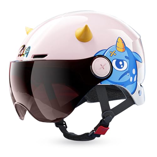 Proberos® Bike Helmet for Kids Teens 4-15 Years Old Cushioning Lining Safety Helmet with Adjustable Chin Strap, Anti-Glare Goggle, Ear Pads, 3D Cartoon Safety Helmet for Bike, Scooter
