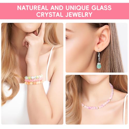 SANNIDHI® 2010PCS 8mm Bracelet Beads for Making, Cracked Crystal Glass Kit for Kids Activity, 24-Grid Color Round Jewellery DIY with Charms Spacer