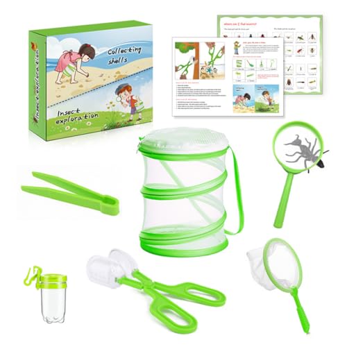 HASTHIP Childern Field Adventure Bug Catching Tool Set 6Pcs Outdoor Adventure Discovering Kids Toy Set for Bug Catching, Butterfly Catching, Observation, Sea Shell Collecting