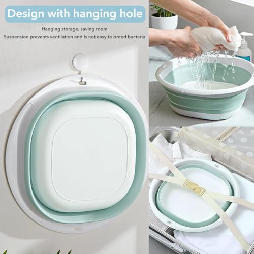 HASTHIP® Silicone Collapsible Tub Bucket Set Portable Wash Basin for Handwash Outdoor Washing Foldable with Hanging Holes Sink for Fruit Vegetables 9PCS
