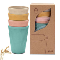 Supvox® 4Pcs Cups Mugs, Reusable Wheat-Straw Drinking Cups, Lightweight & Eco-Friendly, 350 ML Each, Microwave and Dishwasher Safe, Coffee, Tea, Water, Milk, Juice Cup, Stackable Travel Cup