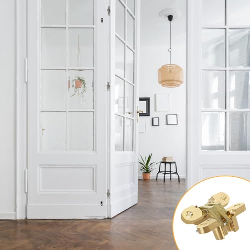 Serplex® 8PCS Zinc Alloy Door Hinges Furniture Cabinet Invisible Embedded Hinges for Wooden Closet Golden