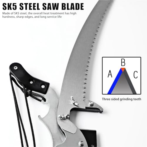 HASTHIP® Tree Branch Cutter and Pruning Saw Heavy Duty SK5 High Carbon Steel For Tree with 5 Meters Pull Cord Labor Saving Long Reach for Sawing and Shearing Without Pole
