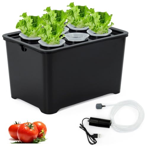 HASTHIP® Hydroponic System Growing System Kit Hydroponic Grow Box 6-compartment Blackout Hydroponic Seeding Box Hydroponic Plant Grow Box  with USB Air Stone Water Pump