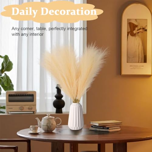 HASTHIP® Faux Pampas Grass Decor, Tall 18"/1.8FT Artificial Pompous Grass, Small Vase Fillers, Rustic Trendy Cottagecore Minimalist Boho Farmhouse Room Decor, Style A (Not Included Vase)