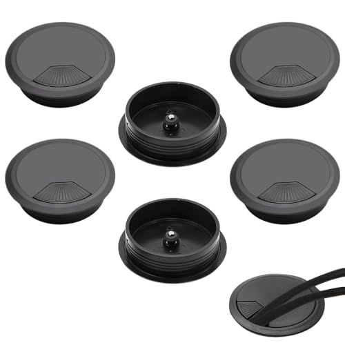 Serplex® 6Pcs Desk Grommets Desk Cable Organizer Grommets 2 inches Round Flip-Top Grommets Multi Cable Organizers Office Decorative Desk Grommets for Power Cords
