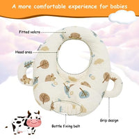 SNOWIE SOFT® Bottle Holder for Baby, Vomiting-Proof Baby Feeding Pillow for 6-18 Monthes Soft Cotton Neck Baby Lounger Pillow Baby Bottle Holder Self-Feeding Baby Baby Bib My Breastfeeding Pillow