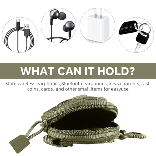 ZIBUYU® Zipper Pouch Bag Backpack Earphone with Quick Connect Clasp Small Oxford Cloth Accessories Coin Utility for Keyring 3PCS