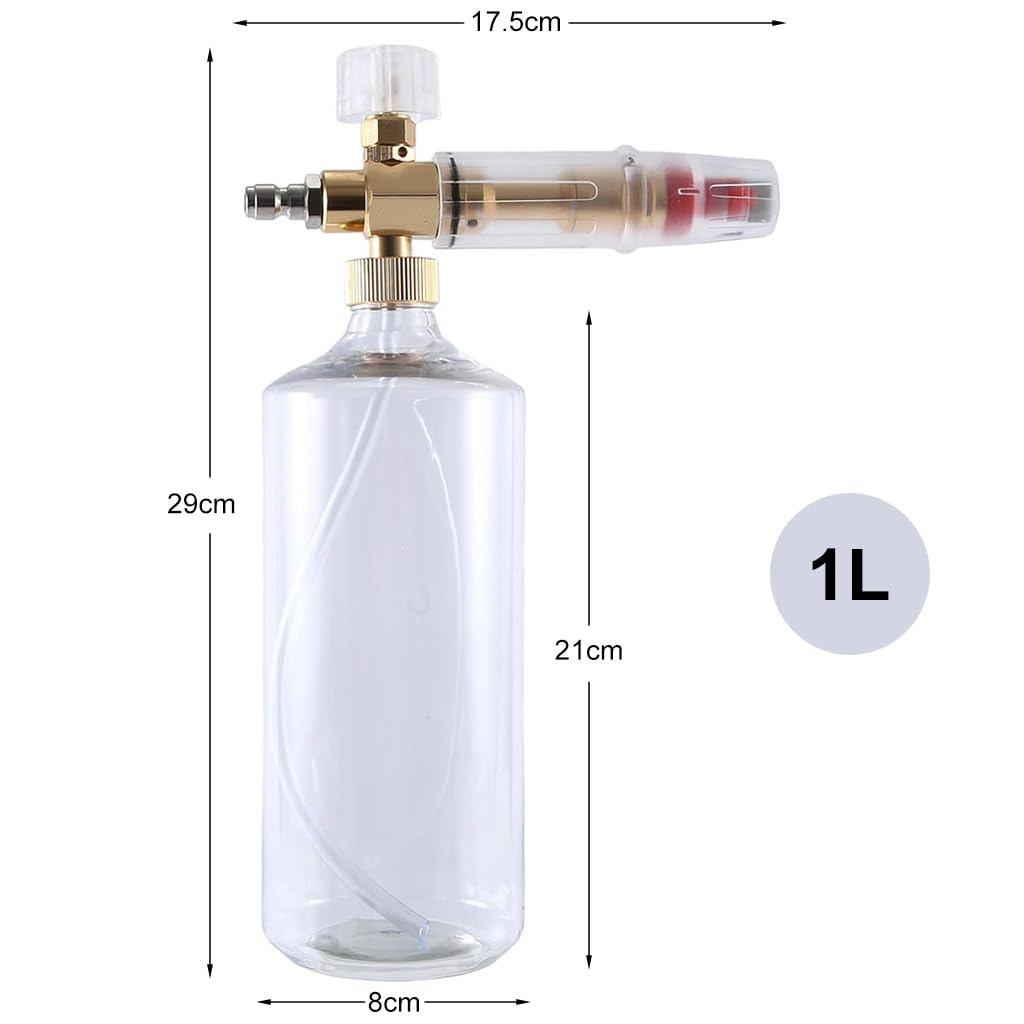HASTHIP Foam Cannon Sprayer for Car Washing with Adjustable Foam Control and 1L Bottle | Durable Metal Connector for Daily Vehicle Cleaning