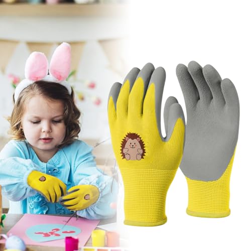 Serplex® Kids Rubber Gloves Gardening Gloves Rubber Coated Gloves Kids Gloves Safety Gardening Gloves Protective Rubber Coated Gardening Gloves Digging Field Trip Gloves for Kids 3-5 Years Old