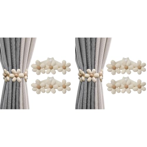 HASTHIP® Curtain TieBacks, 2 Pack Pearl Modern Decorative Holdbacks Holder with Elastic Cord Drapes Clips Buckle for Thin or Thick 2PCS