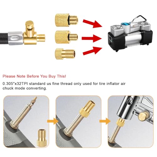 STHIRA® Car Tire Air Pump Extension Hose 19.6'',Coated Rubber Hose,Quick Connect Iator with Valve Adapter for Portable Air Compressor