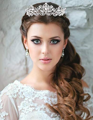 MAYCREATE Crystal Crown for Wedding and Birthday | 2.4 in Height with Stable Comb Design