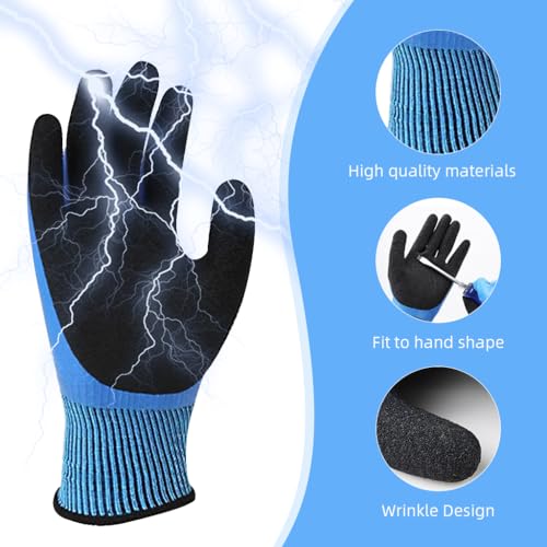 Serplex® 1 Pair Electrical Insulated Gloves Full Palm Rubberization Design 1000V Resistance Non-slip Safe Multi Purpose Electrician Work for Men Women 3PCS