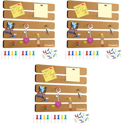 Climberty® 5 Pack Felt Bulletin Board, Vision Board Felt Message Board with 105PCS Drawing Pins, Self-Adhesive Lightweight Bulletin Board Strips for Paste Notes, Photos, Schedules (Brown)