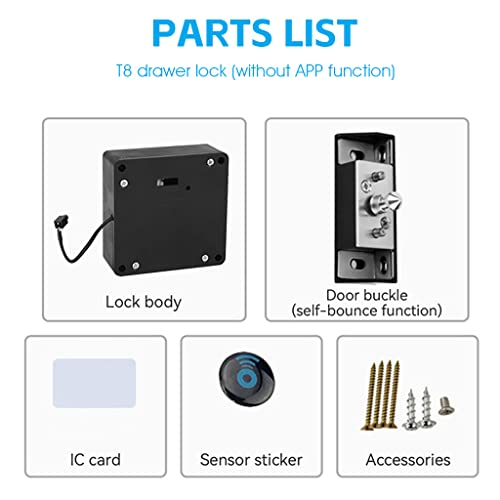 HASTHIP® Cupboard Lock Smart NFC RFID Lock for Cabinet Lock for Drawer Steel Solid Lock Core Invisible Lock Cabinet Card Sensor with 5CM Sensing Distance Lock Anti-Theft Smart Lock for Drawer Black