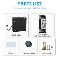 HASTHIP® Cupboard Lock Smart NFC RFID Lock for Cabinet Lock for Drawer Steel Solid Lock Core Invisible Lock Cabinet Card Sensor with 5CM Sensing Distance Lock Anti-Theft Smart Lock for Drawer Black