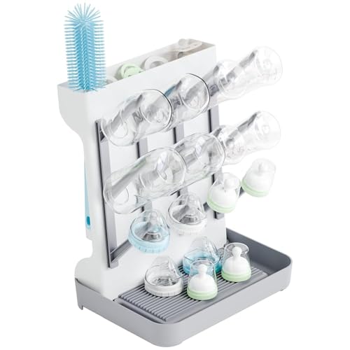 SNOWIE SOFT® Space-Saving Bottle Drying Rack, Baby Bottle Organizer for Countertop-Off-White