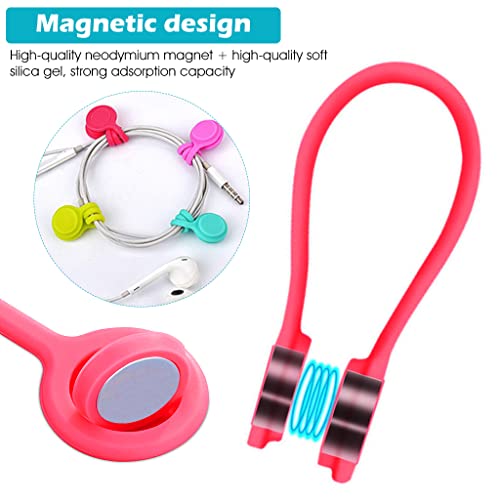 ZIBUYU® Cable Organizer for Desk Magnetic Cord Management Silicone Ties for USB Data Wired Earphone Durable Wire Table 9PCS