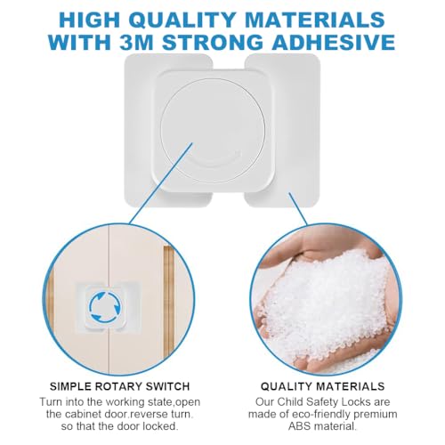 SNOWIE SOFT® 8PCS Cabinet Locks Safety for Drawer Child-Proof Lock Anti-Pinch Self Adhesive Furniture for Door Baby Products Home