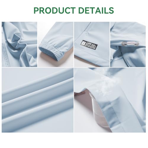 Venzina® UPF 150+ Sun Jacket for Women, Stylish UV Sun Protection Jacket, Cool Feel Quick Dry Sun Hoodie, Fashion Modern Fit with Removable Hat & Zip Pocket, for Driving, Camping, Riding, SkyBlue-M