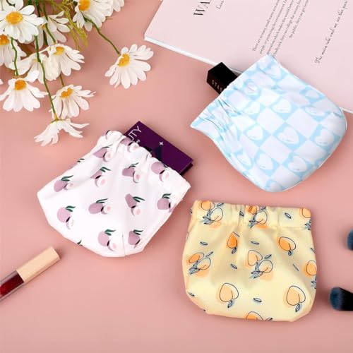 MAYCREATE® 3pcs Small Pouches for Women, Travel Mini Makeup Pouch Set, Stylish Prints Lipstick Coin Pouch for Girls, Squeeze Open Jewelry Storage Bag Hair Accessories Organizer