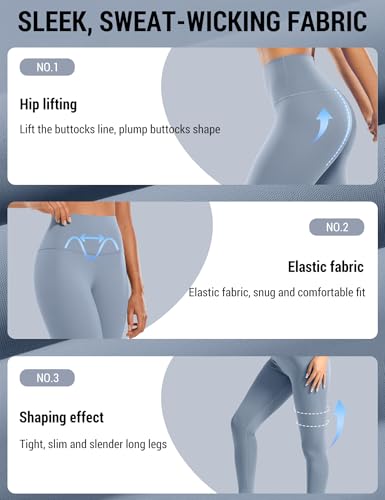 Venzina® Women's Legging Yoga Pants, Fashion Stretchy Taceless Sport Leggings, Tummy Control & Butt Lifting, 7/8 Length High-Waisted Leggings for Yoga, Workout, Running, Jogging, Navy Blue-M