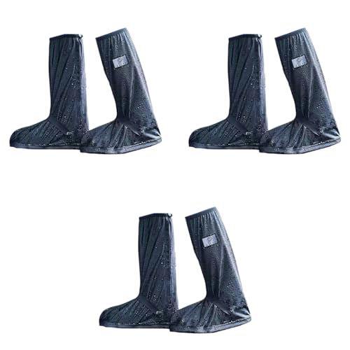 PALAY® Waterproof Shoe Cover Zip-up Calf-length Covers with Elastic Ankle Strap Wear-resistant PVC Anti-skid Long Sleeve for Boots High Shoes Size UK 6.5-8 One Pair
