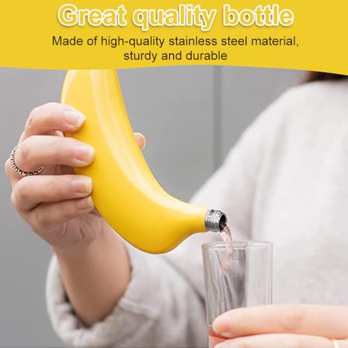 Supvox® 5Oz Banana Shaped Stainless Steel Liquor Flask Fun Hip Flask Leak Proof Portable Travel Alcohol Container Unique Gifting Table Decor for Housewarming
