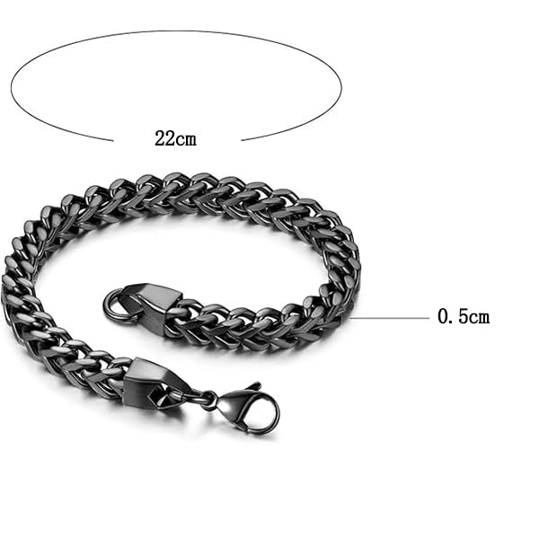 Zibuyu Cuban Chain Bracelet for Men with Lobster Clasp in Black Stainless Steel | Streetwear Jewelry Gift