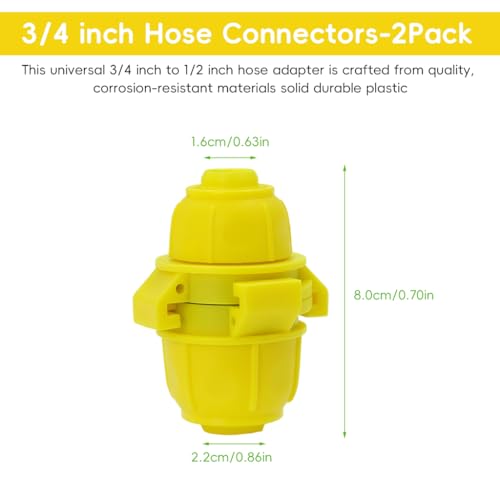 HASTHIP® Garden Hose Connectors Universal 3/4 inch to 1/2 inch Adapter Pipe Adaptors Water Junction Pack of 2 3PCS