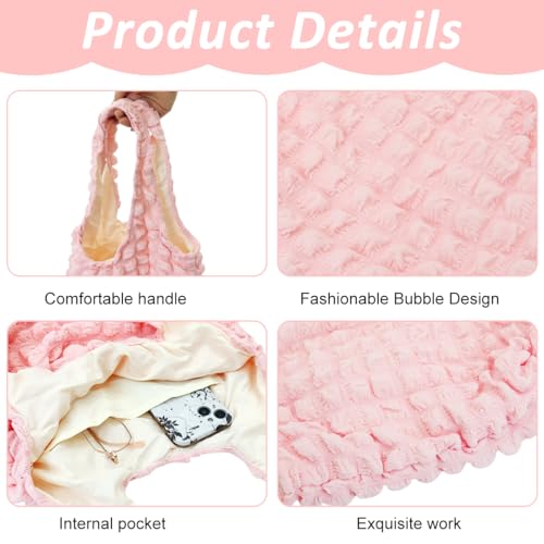 PALAY Puffy Shoulder Bag Kawaii Girls Shoulder Bag Soft Puffy Bag Quilted Carryall Bag Cute Pink Shoulder Bag Puffy Bag Handbag, 39x30cm