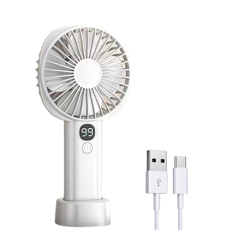 HASTHIP® Mini Portable Fan, 5 Speed Personal Small Fan for Desk Fan with Base, Handheld Fan Pocket Fan Mini Fan Desktop Fan Cool Wind 3000mAh USB Rechargeable Hand Fan for Makeup Indoor Outdoor