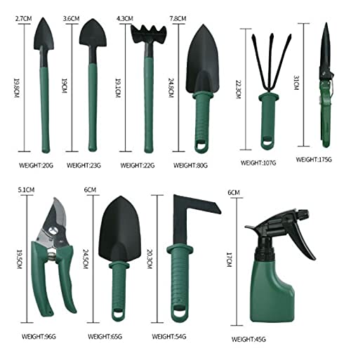 HASTHIP® 10Pcs Gardening Tools for Home Gardening Kit Set Plant Care Including Anti-Rust Trowel Fork with Portable Storage Case - Diwali Gifts for Gardeners