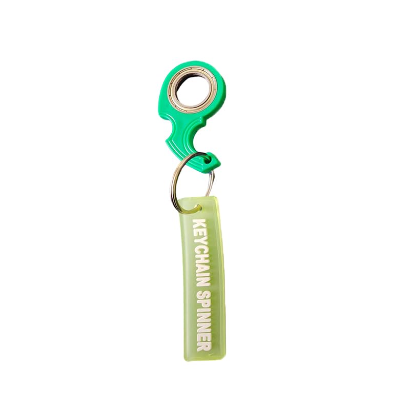 ZIBUYU® Whirling Key Chain Glow-in-The-Dark Letter Embossed Label Charm Key Chain Keyring Metal Fidget Whirling Keyring Anxiety Relief Keyring Small Gadget Gift for Men Women(Green)